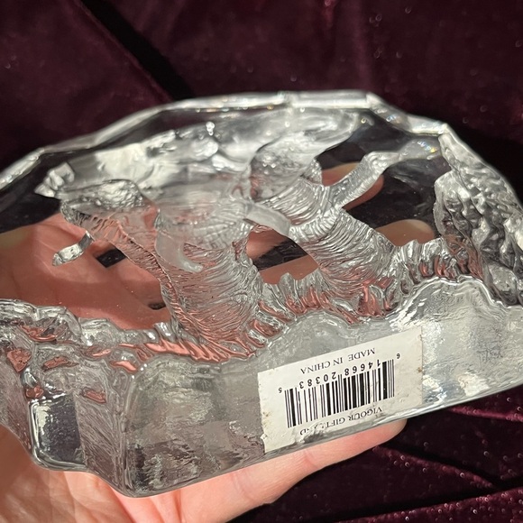 Elephant Glass Artwork Statue Clear Etched Paper Weight Vigour Giftland - Picture 5 of 8